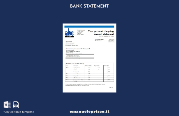 stile verificato Uganda ABC Modello word di estratto conto bancario con prova de